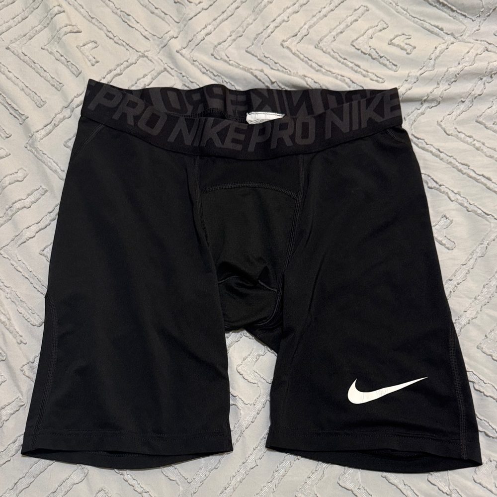 Nike Black Compression Shorts with White Logo